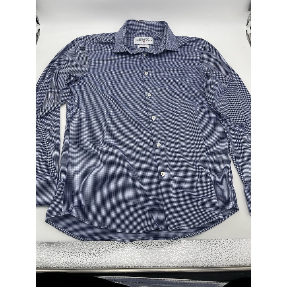 Mizzen+Main Spinnaker Large Trim Blue Check Performance Shirt USA